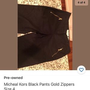 Micheal Kors gold zipper black pants. Size 4